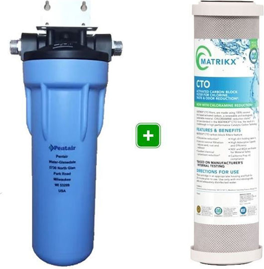 Pentair 3GSL Single Wasserfiltrationssystem Unter der Spüle / Zentrale Versorgung Durchmesser ½" mit Ersatzfilter Matrikx CTO 5 μm 57305320911