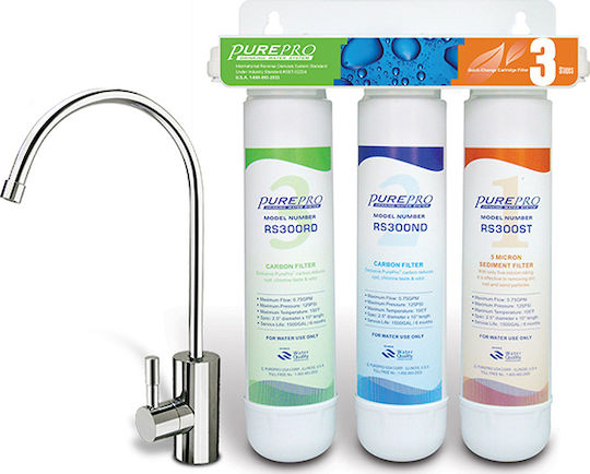 Pure Pro RS3000 Wasserfiltrationssystem Unter der Spüle / Zentrale Versorgung mit Wasserhahn & Ersatzfilter Pure Pro RS3000 Wasserfiltrationssystem Unter der Spüle / Zentrale Versorgung mit Wasserhahn & Ersatzfilter