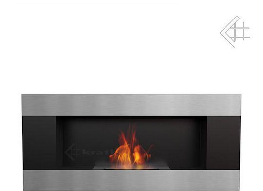 Kratki Delta 2 Horizontal Tuv Indoor Wall Mounted Bioethanol Fireplace Black 90x14.7x40cm