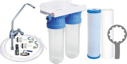 USTM 2-Stage Under Sink Water Filter System FS-2 WFW EMI with Faucet with 10" Replacement Filter