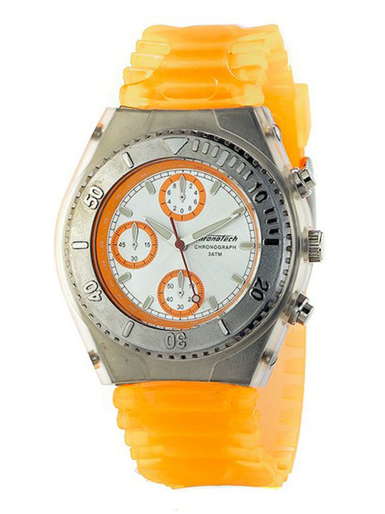 Chronotech Ceas Barbati 40mm Cronograf Baterie cu Culoare Portocalie Cauciuc brățară