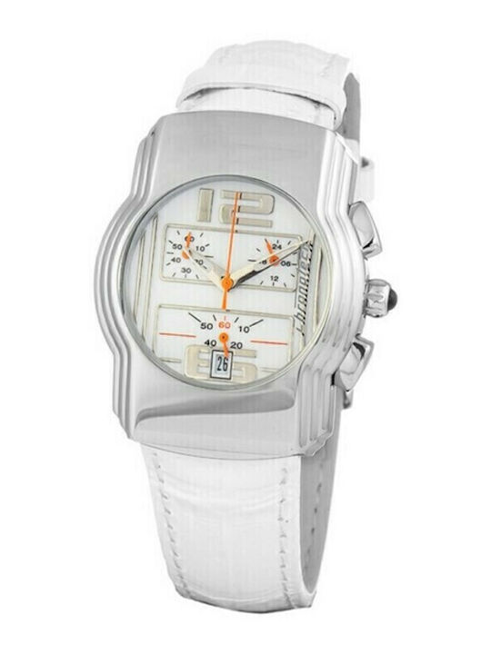 Chronotech Ανδρικό Ρολόι 38mm Μπαταρίας με Λευκό Δερμάτινο Λουράκι