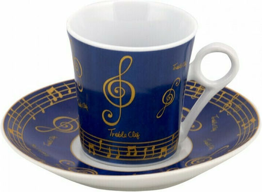 WM Collection N949 Set Tassen Kaffee aus Porzellan Blau 75ml 6Stück