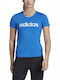 Adidas Designed To Move Logo Women's Athletic Blouse Short Sleeve Blue