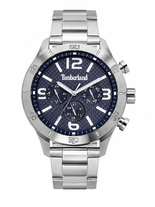 Timberland Stranton Ceas Bărbați 49mm Cronograf Baterie cu Brățară Argintie din Oțel Inoxidabil