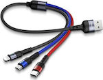 Usams SJ410 U26 Braided USB to Lightning / Type-C / micro USB 0.35m 2A Cable