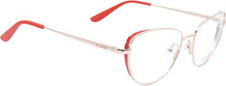 Guess Metal Eyeglass Frame Butterfly Red GU2701 028