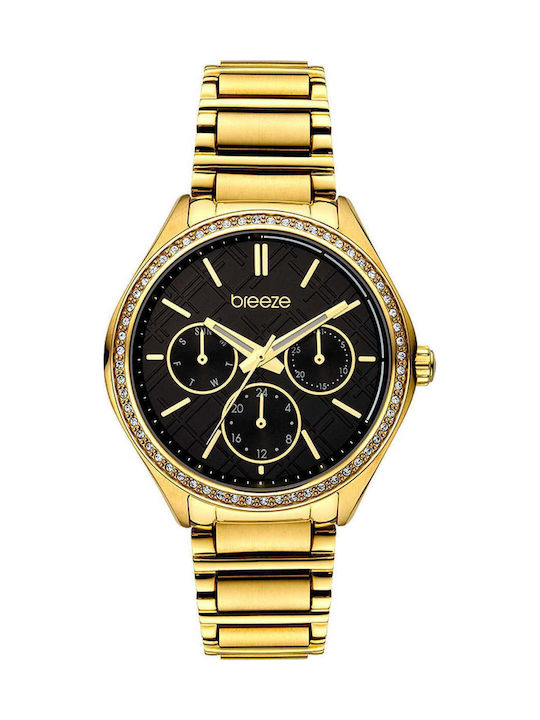 Breeze Intensifire Women's Watch Chronograph with Gold Metal Bracelet