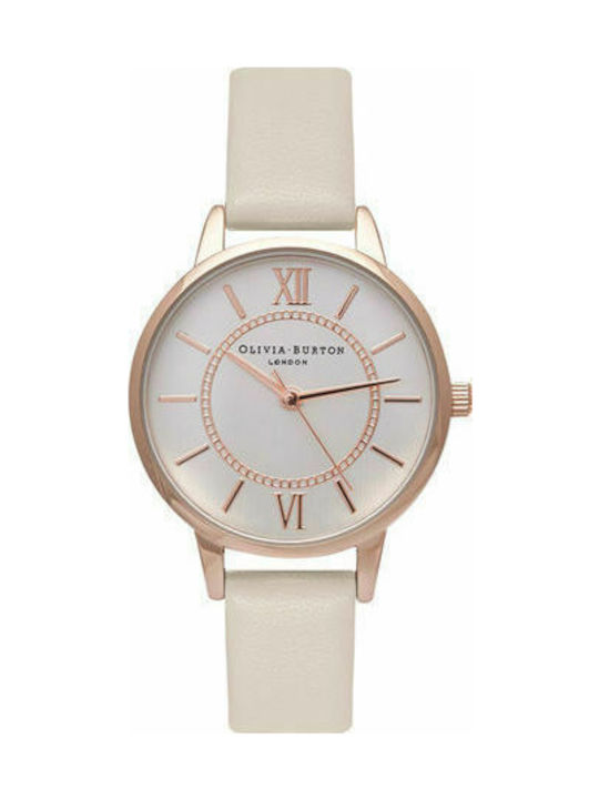 Olivia Burton Wonderland Watch with Beige Leather Strap