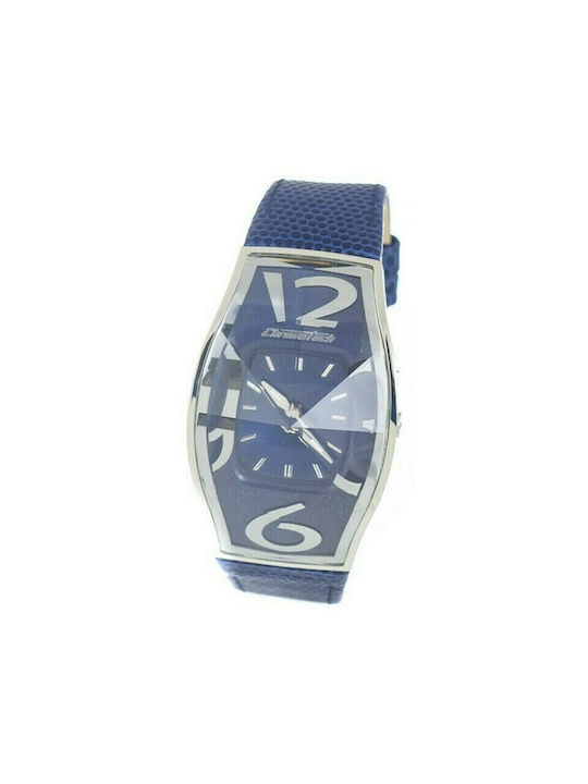 Chronotech Watch Battery with Blue Leather Strap