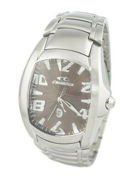 Chronotech Ανδρικό Ρολόι 41mm Μπαταρίας με Ασημί Μεταλλικό Μπρασελέ