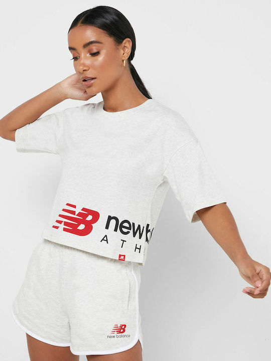 Essentials Icon Graphic Boxy Γυναικείο Αθλητικό Crop T-shirt Sea Salt Heather