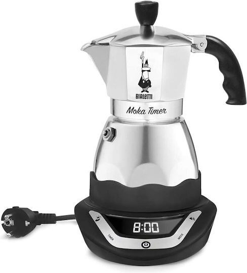 Bialetti Moka Timer Електрическо Кафеварка За Еспресо 6 Чаши 356W Inox Сребрист