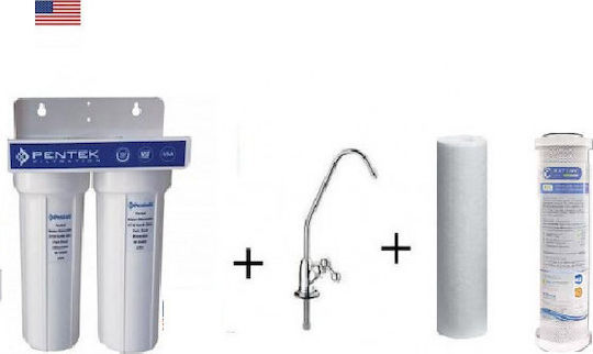 Pentair Duo Wasserfiltrationssystem Unter der Spüle / Zentrale Versorgung Durchmesser 1/4'' mit Wasserhahn & Ersatzfilter Atlas Filtri CPP110 SX 25 μm, Matrikx CTO 5 μm