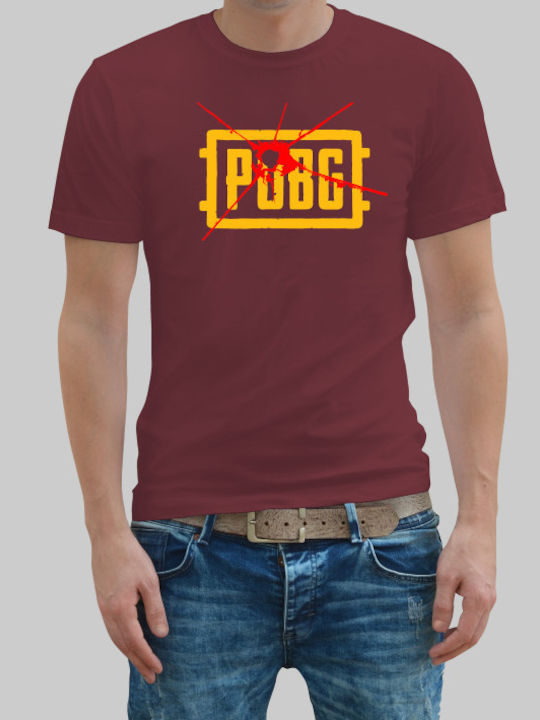 Pubg logo t-shirt - BURGUNDY