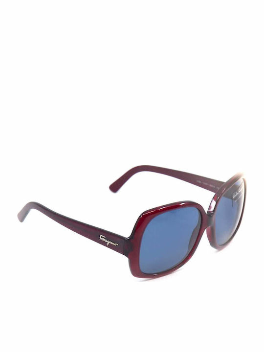 Salvatore Ferragamo Sonnenbrillen mit Burgundisch Rahmen und Blau Linse 2166 11387