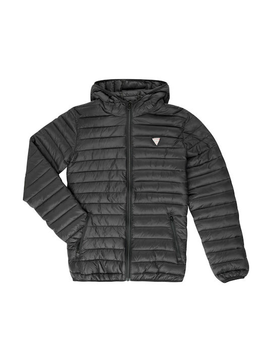 Guess Kids Quilted Jacket short with Lining & Protection Hood Black