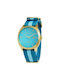 Devota & Lomba Watch with Turquoise Fabric Strap DL008MSPBLBL-02