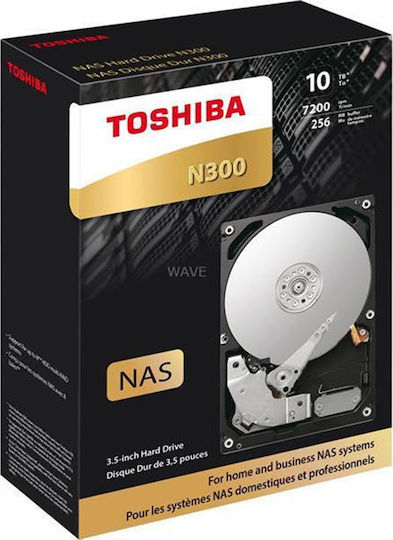 Toshiba N300 10TB HDD Σκληρός Δίσκος 3.5" SATA III 7200rpm με 256MB Cache για NAS HDWG11AEZSTA