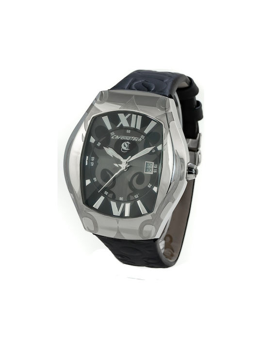 Chronotech Watch Battery with Black Leather Strap CT7693J-01