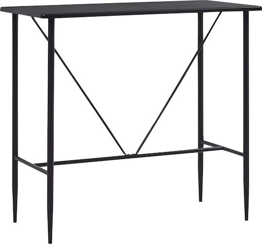 Outdoor Bar Free Standing Table with Wood Surface and Metal Frame Black 120x60x110cm