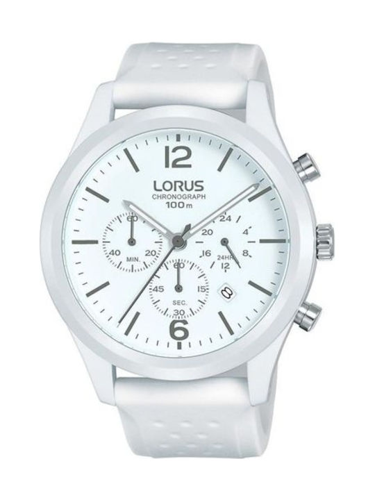 Lorus Watch Chronograph Battery with White Rubber Strap RT357HX9