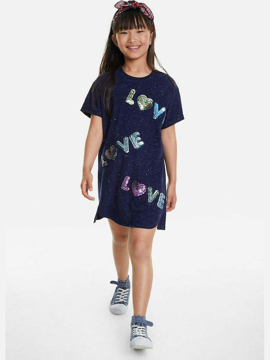 Desigual Kids Dress Short Sleeve Navy Blue