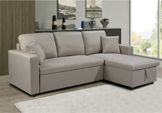 Montreal Colțar Canapea Pat cu Unghi Reversibil Bej 223x146x83εκ. E9586,7