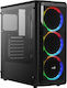 Aerocool SI-5200 RGB Гейминг Midi Tower Компютърна кутия със странично прозорче Черно