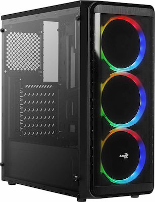 Aerocool SI-5200 RGB Gaming Midi Tower Computer Case with Window Panel Black