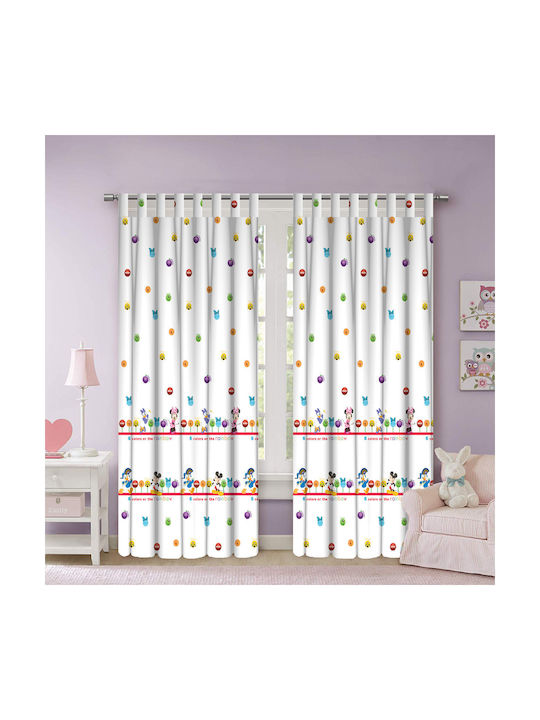 Disney Παιδική Κουρτίνα Club House CH003-3 με Τιράντες Λευκή 140x290εκ.