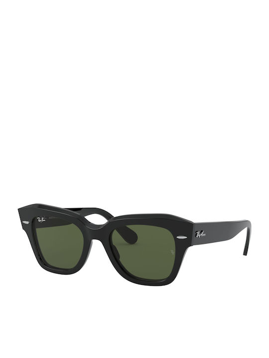 Ray Ban State Street Women's Sunglasses with Black Plastic Frame and Green Lens RB2186 901/31