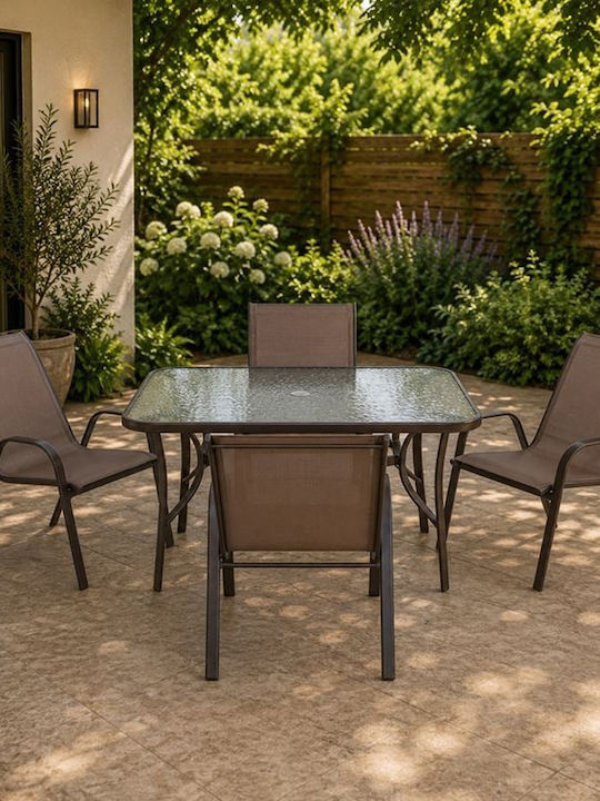 Set Sala De Mese Pentru Exterior Rio 5 Piese Maro E2406 S
