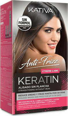 Kativa Keratin Anti-Frizz Xtreme Care Haarpflegeset mit Keratin für Glättung mit Shampoo und Maske 3Stück