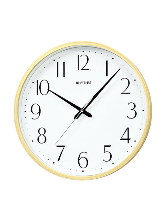 Rhythm Silent Wall Clock Wooden Gold Ø32cm