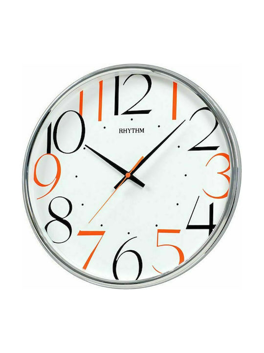 Rhythm Silent Wall Clock Metallic White Ø32cm