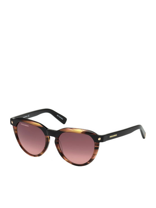 Dsquared2 Women's Sunglasses with Brown Plastic Frame and Burgundy Gradient Lens DQ0287 74G