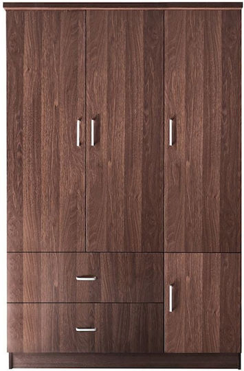 Triple Door Wardrobe Closet Walnut 120x50x180cm