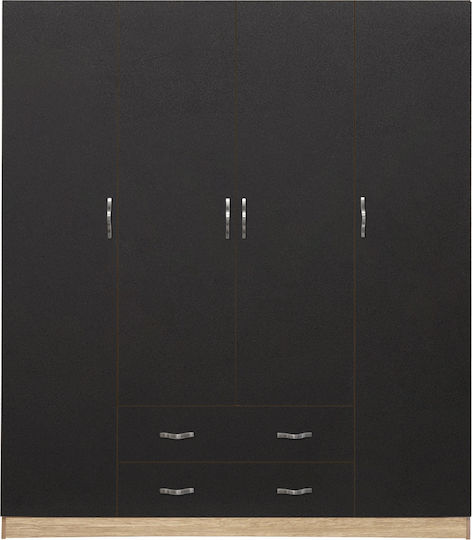 AZALEA Τετράφυλλη Ντουλάπα Sonama-γκρι 200x55.5x180cm