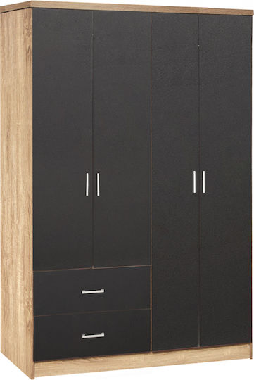 Four Door Wardrobe BRIANA Gray 120x42.5x180.5cm