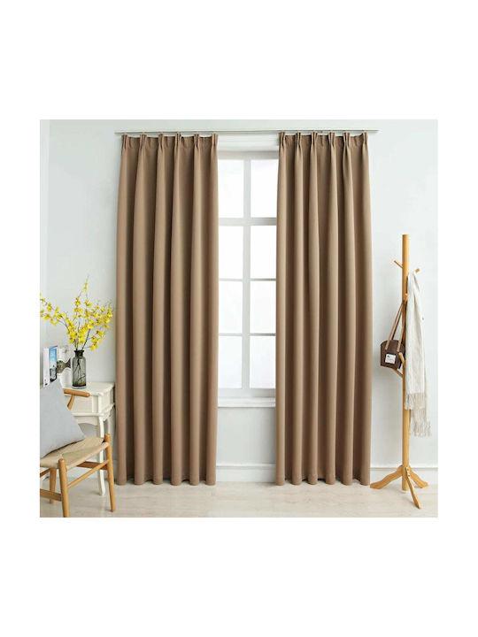 vidaXL Set Blackout Curtains With Pencil Pleat Taupe 140x245cm