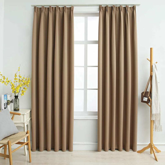 vidaXL Set Perdele Opace cu Coafură Taupe 140x245 cm