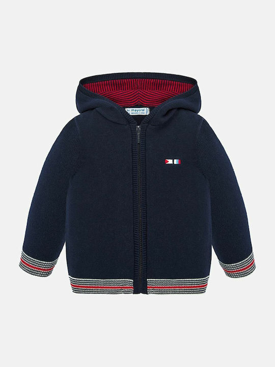 Mayoral Kids Cardigan Knitted with Hood Navy Blue