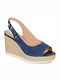 D Ponza Women's Suede Peep Toe Platforms Blue