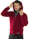 Bodymove Men's Sweatshirt Jacket with Hood and Pockets Burgundy