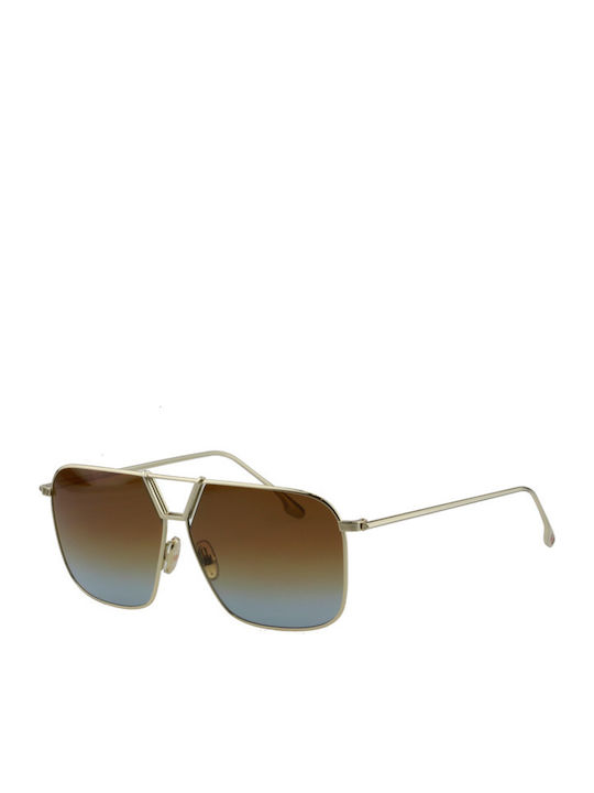 Victoria Beckham Women's Sunglasses with Gold Metal Frame and Multicolour Gradient Lens VB204S 706