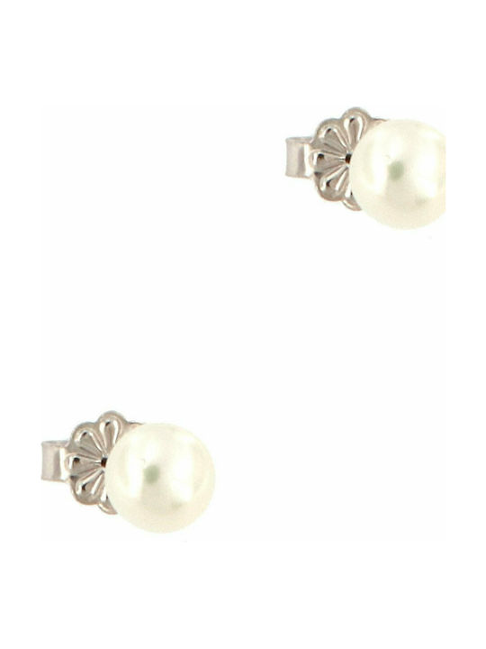 Stud earrings in white gold 14 carats with pearl 5.5 mm