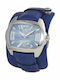 Chronotech Herrenuhr 46mm Batterie mit Blau Lederarmband