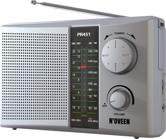 N'Oveen PR451 Portable Radio Electric / Battery Silver