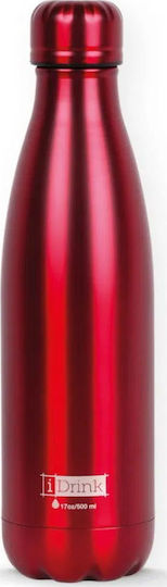 I-Total iDrink Metallic Μπουκάλι Θερμός Ανοξείδωτο BPA Free 500ml Κόκκινο
